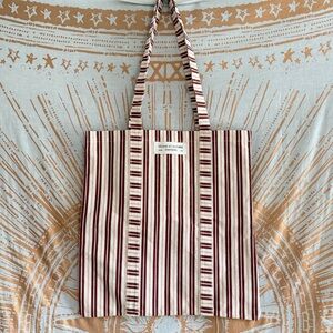 Sézane Striped Tote Bag - Burgundy